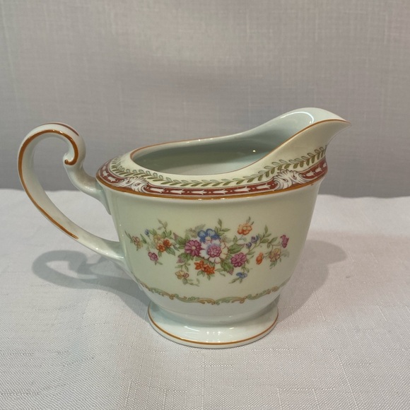 Noritake Nippon Toki Kaisha Creamer Red Border Laurel  Brown Trim - Picture 6 of 10
